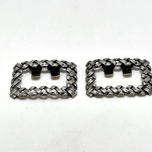 Tip Toe, Vintage, Silver, Black Rectangular Braided Shoe Clips, Great Quality - Picture 4 of 4